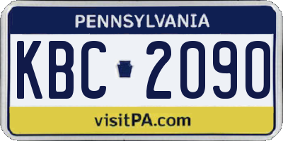 PA license plate KBC2090