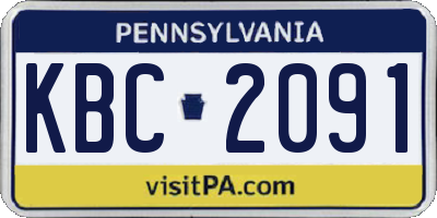 PA license plate KBC2091