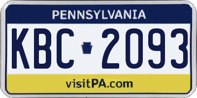 PA license plate KBC2093