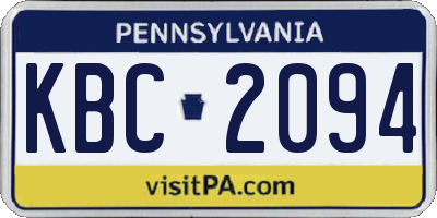PA license plate KBC2094