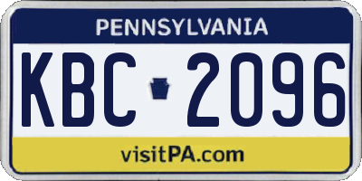 PA license plate KBC2096