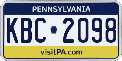 PA license plate KBC2098