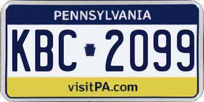 PA license plate KBC2099