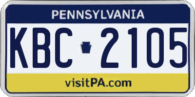 PA license plate KBC2105