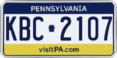 PA license plate KBC2107