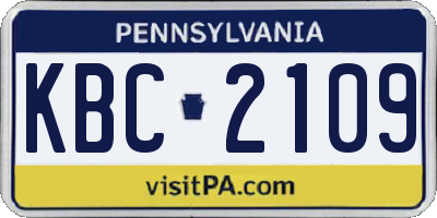 PA license plate KBC2109