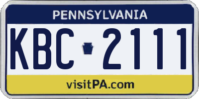 PA license plate KBC2111