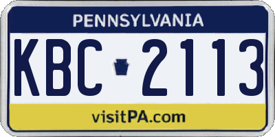 PA license plate KBC2113