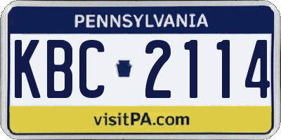PA license plate KBC2114
