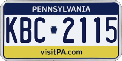 PA license plate KBC2115