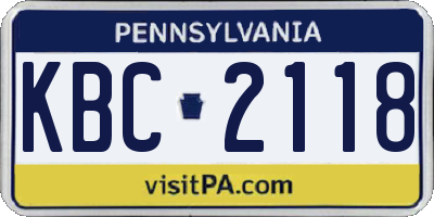 PA license plate KBC2118
