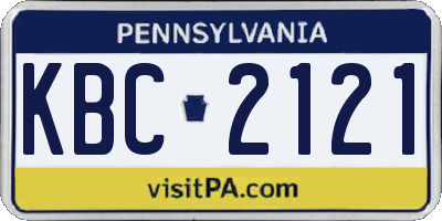 PA license plate KBC2121
