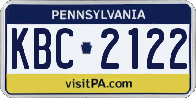PA license plate KBC2122