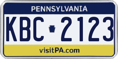 PA license plate KBC2123