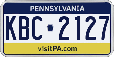 PA license plate KBC2127