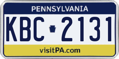 PA license plate KBC2131