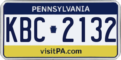 PA license plate KBC2132