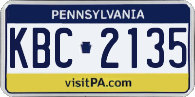 PA license plate KBC2135