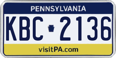 PA license plate KBC2136