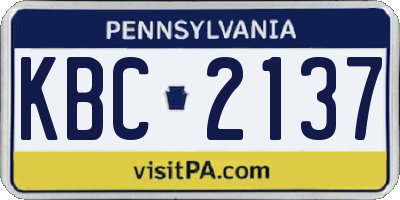 PA license plate KBC2137