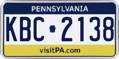 PA license plate KBC2138