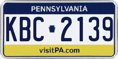 PA license plate KBC2139
