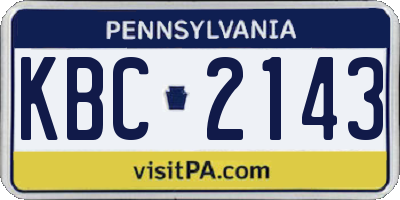 PA license plate KBC2143