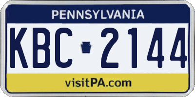 PA license plate KBC2144
