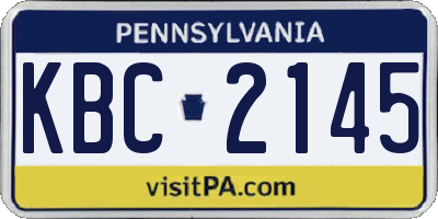 PA license plate KBC2145