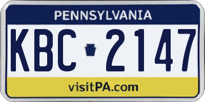 PA license plate KBC2147