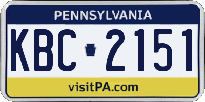 PA license plate KBC2151