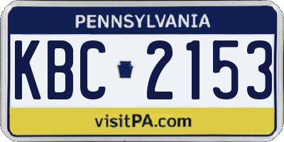 PA license plate KBC2153