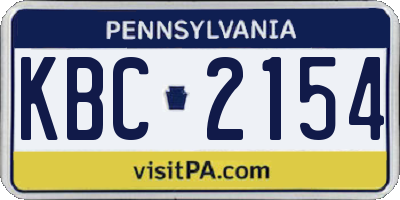 PA license plate KBC2154