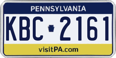 PA license plate KBC2161
