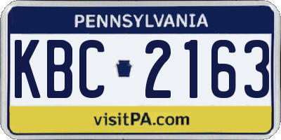 PA license plate KBC2163