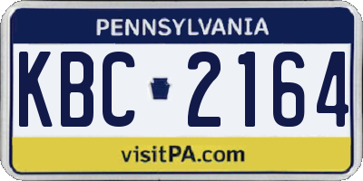 PA license plate KBC2164