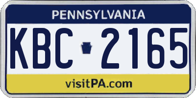 PA license plate KBC2165