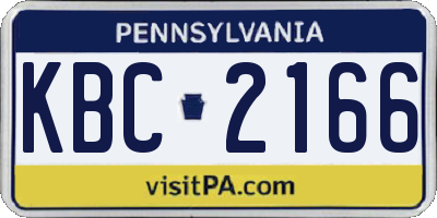 PA license plate KBC2166