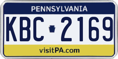 PA license plate KBC2169