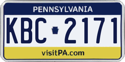 PA license plate KBC2171