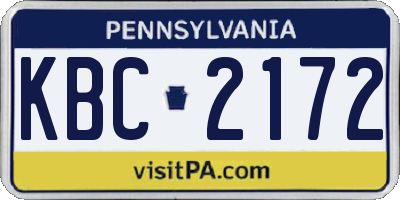 PA license plate KBC2172