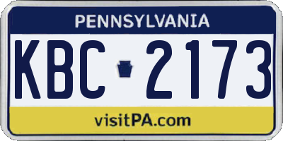 PA license plate KBC2173