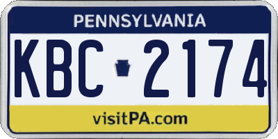 PA license plate KBC2174