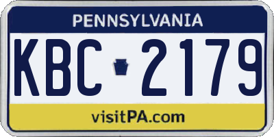 PA license plate KBC2179
