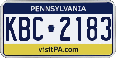 PA license plate KBC2183