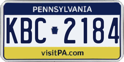PA license plate KBC2184