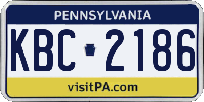 PA license plate KBC2186