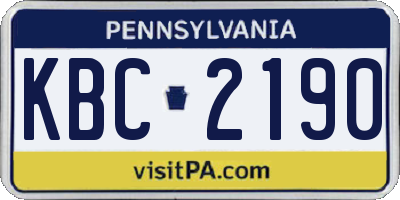 PA license plate KBC2190