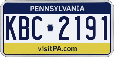 PA license plate KBC2191