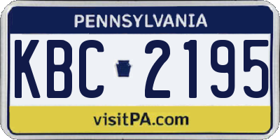 PA license plate KBC2195